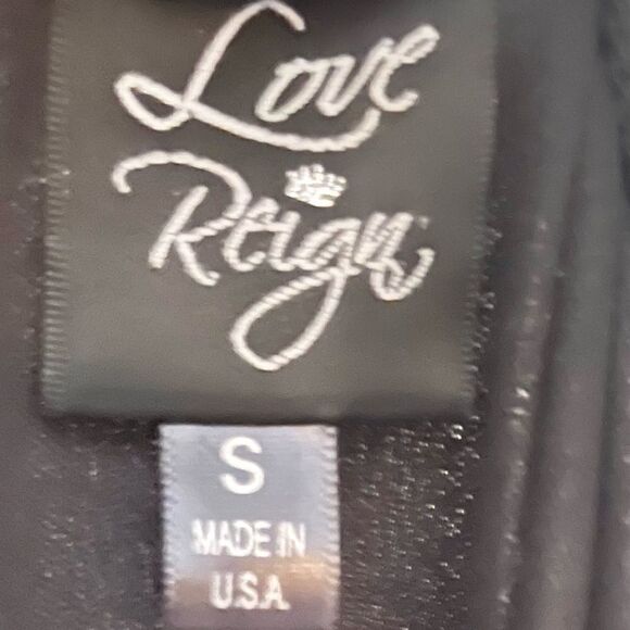 Love Reign Black Jewel Beaded Neckline Black Tie Holiday Party Midi Dress SZ S - Picture 3 of 9